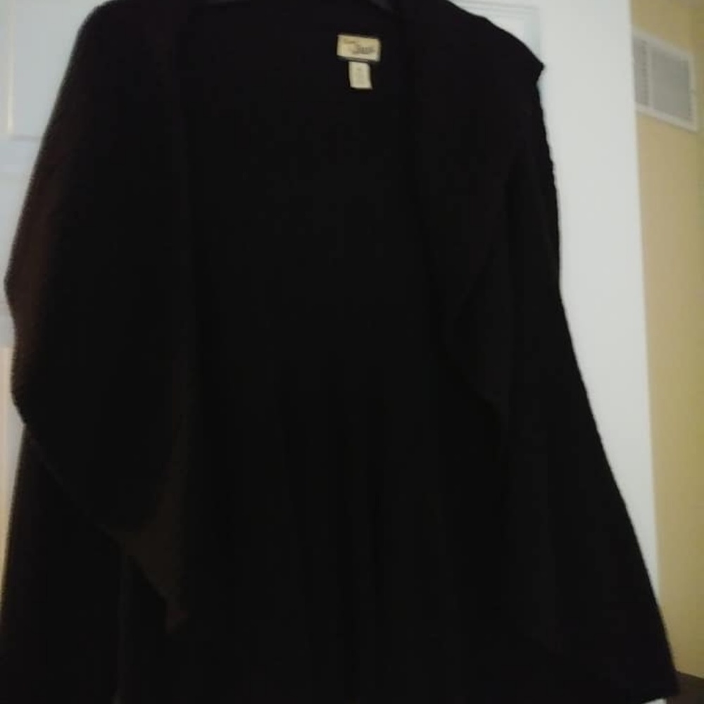 G H Bass Black Open Front Long Sleeve Sweater